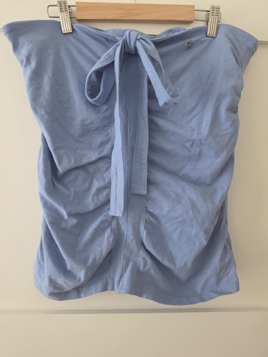Suzy Shier Tops - Y2K Light Blue Scrunched Tube Top/ Halter With Built In Bra